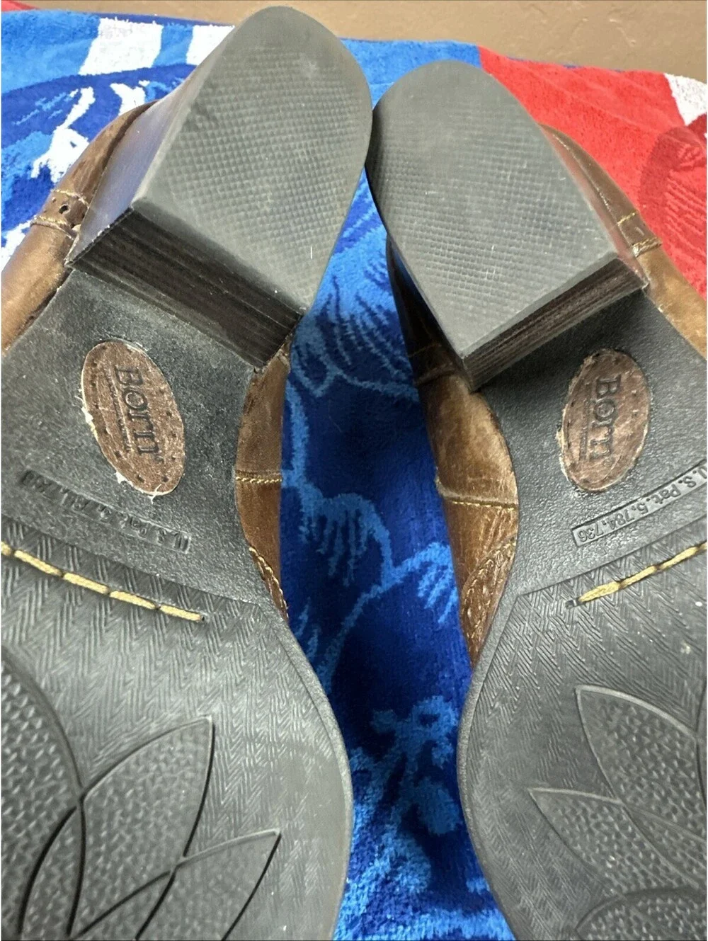 BORN Brown Leather Southwestern Cowboy Ankle Boots Mules Sz 8.5